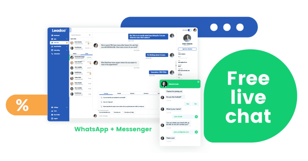 free leadoo live chat ui preview