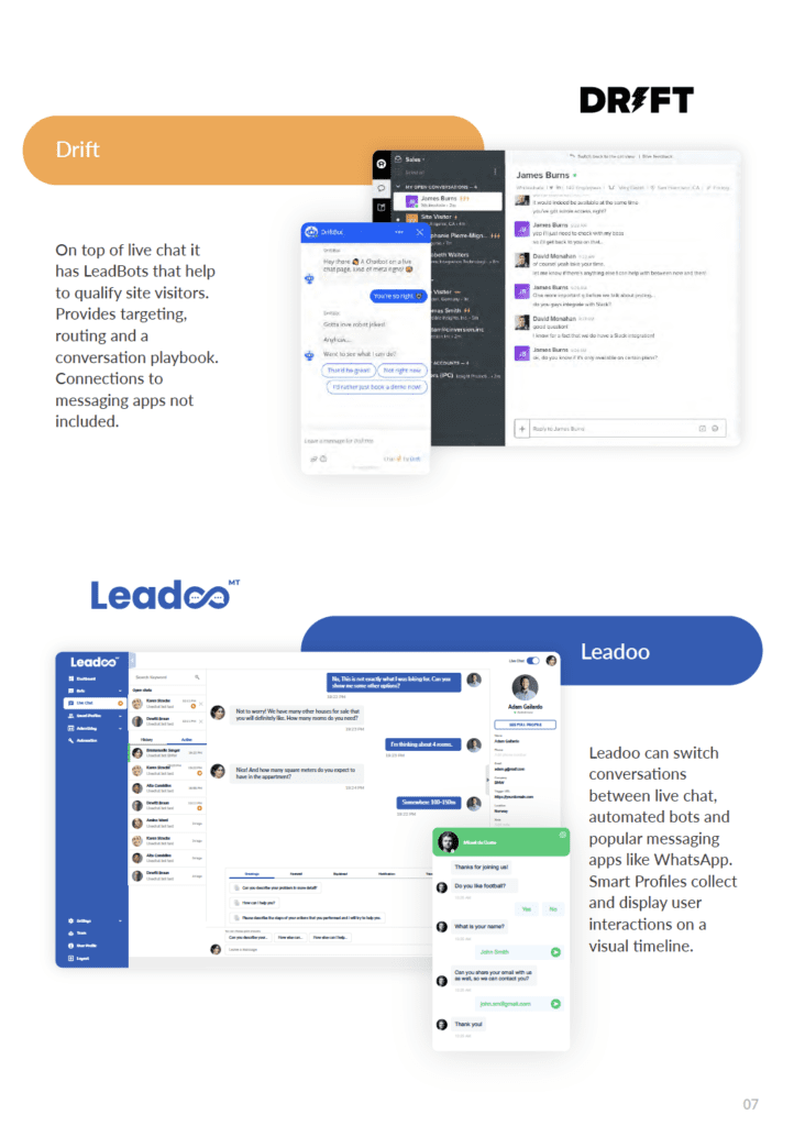 live chat guide drift leadoo