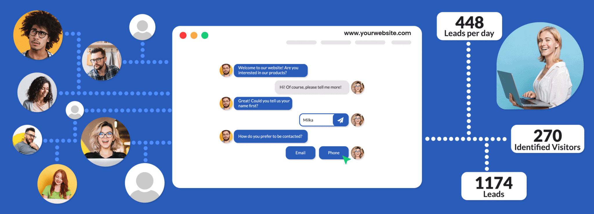 more leads leadoo hero Book a tour, marketing pro