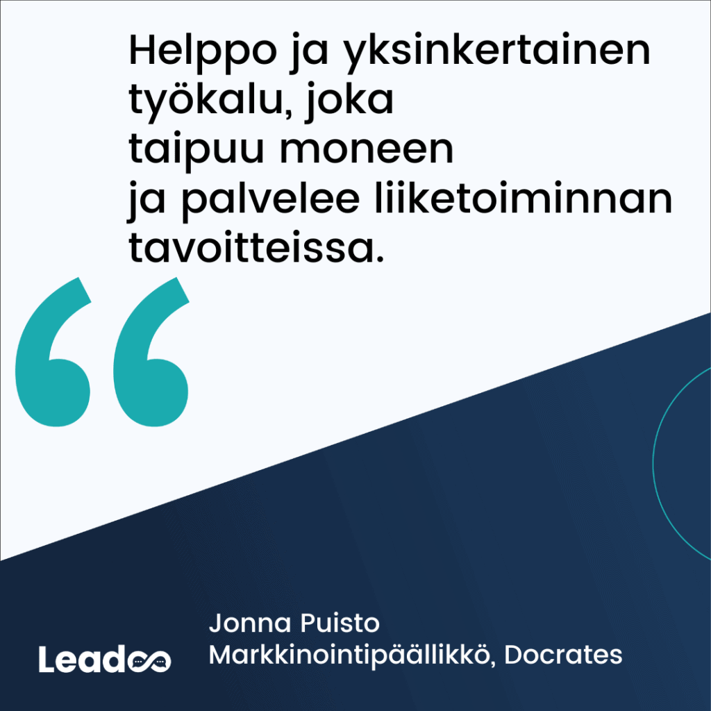 Copy of Meet Leadooer 11 quote 1 docrates Yhteydenottamisen helpottamista vaikeissakin aiheissa - Leadoon ja Docrateen onnistunut yhteistyö