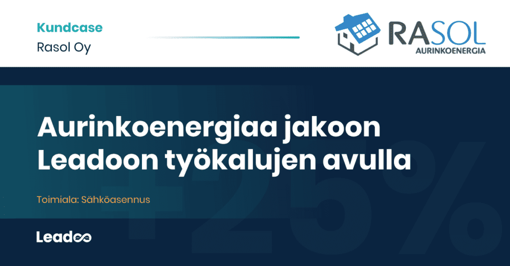 Rasol Leadoo case study rasol Aurinkoenergiaa jakoon Leadoon työkalujen avulla