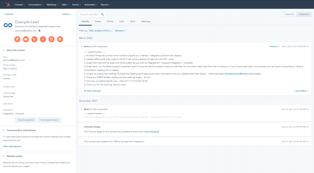 image Setting up an integration to CRM using templates