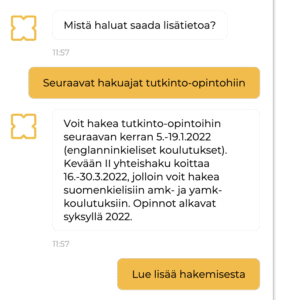 Na%CC%88ytto%CC%88kuva 2021 12 30 kello 11.58.17 korkeakoulu Miten korkeakoulut hyötyvät ChatBotista? 5 tapaa