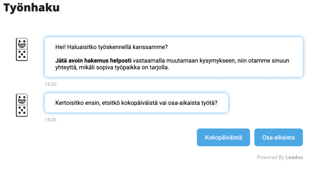 Domino 1 rekrytointi Miten Leadoo voi auttaa rekrytoinnissa?