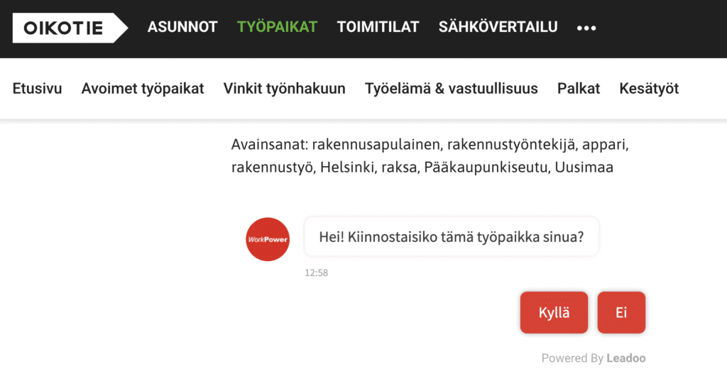 Na%CC%88ytto%CC%88kuva 2022 3 1 kello 12.58.55 yhteydenottoja Bottien avulla lisää näkyvyyttä ja yhteydenottoja myös omien verkkosivujen ulkopuolelta
