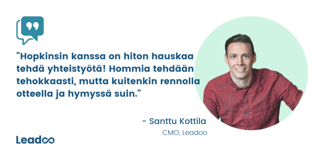 Leadoo quote kumppanuusjulkistus Hopkins ja Leadoo julkistavat kumppanuutensa