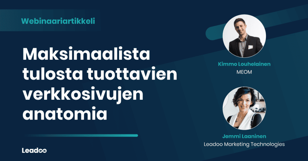 Maksimaalista tulosta tuottavien verkkosivujen anatomia 1 Leadoo vs Google analytics Maksimaalista tulosta tuottavien verkkosivujen anatomia