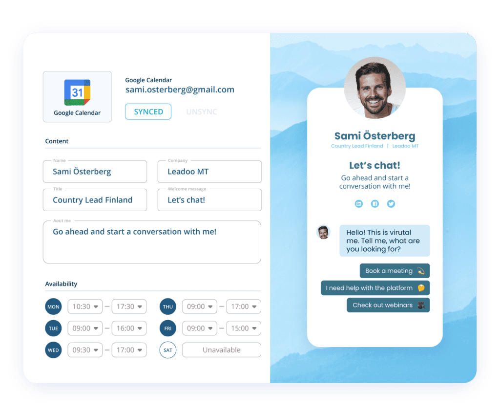 Sales 9 Leadoo Sales Assistant settings and mobile preview