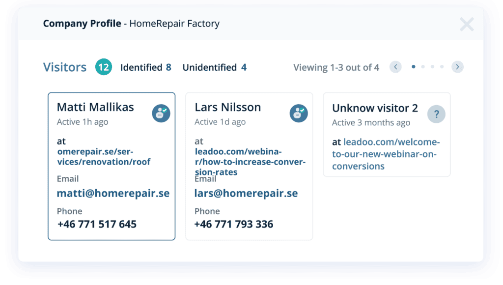 Company Insights Visitor profile linking
