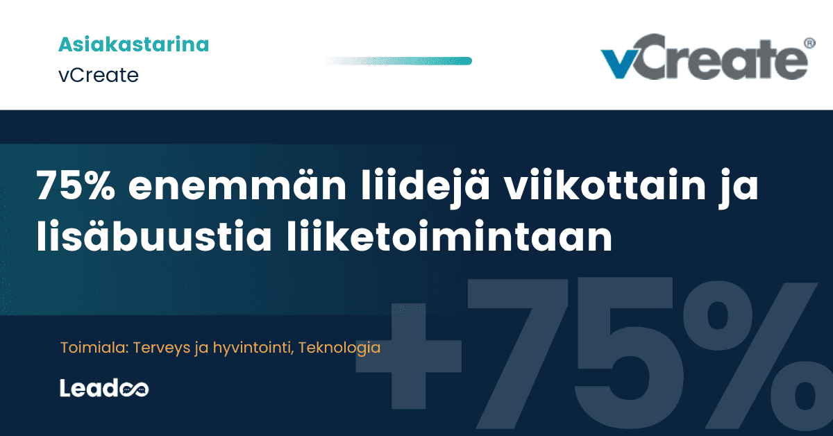 vCreate saa 75% enemmän viikottaisia liidejä ja boostaa liiketoimintaansa Leadoon avulla
