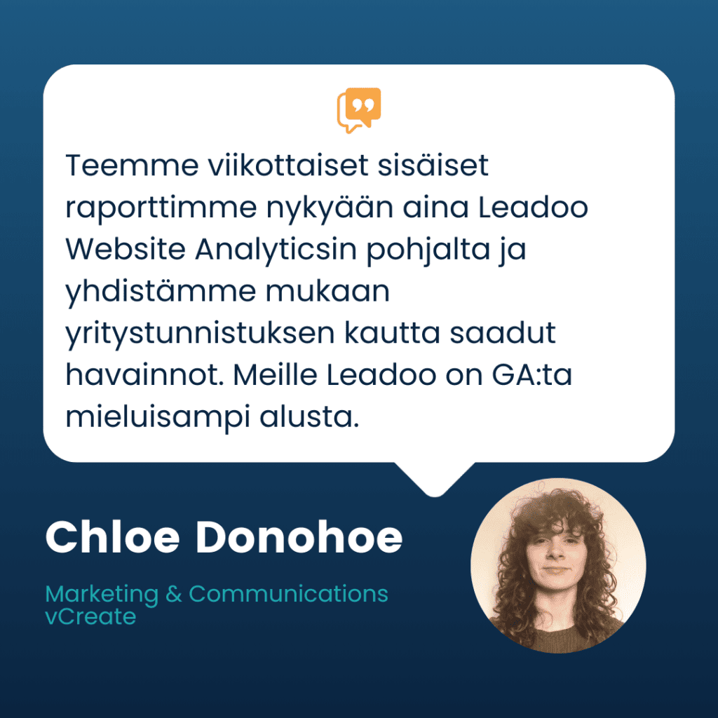 vCreate Testimonial 2 Eng FI vCreate saa 75% enemmän viikottaisia liidejä ja boostaa liiketoimintaansa Leadoon avulla
