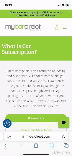 CarSubscriptionGifLOW 1 Mycardirect kasvatti verkkosivujen vuotuista myyntiä 40 %, vaikka kävijämäärä väheni