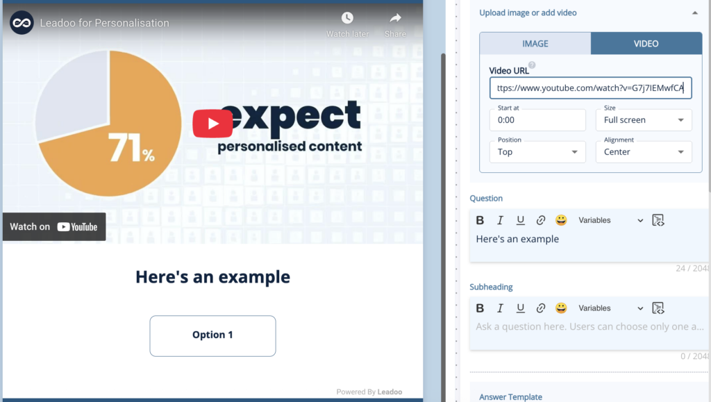 How to embed video and images in a Leadoo bot 6 video Screenshot 2025 06 04 at 15.10.08 video How to embed video and images in a Leadoo bot