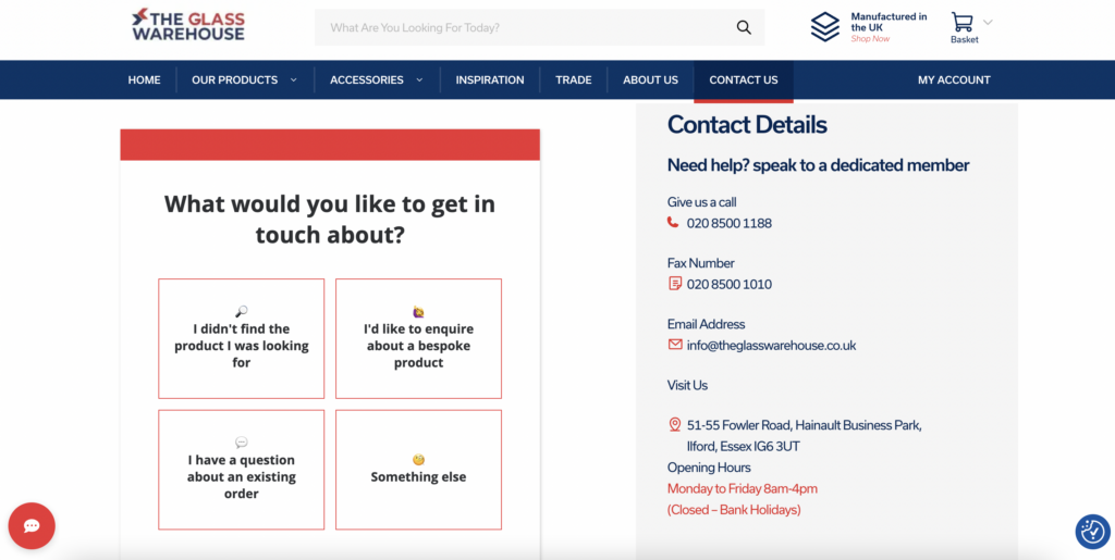 Express Glass Warehouse kasvatti verkkosivukävijän tuottamaa myyntiä 62 % 5 TGW Visual Contact bot Express Glass Warehouse kasvatti verkkosivukävijän tuottamaa myyntiä 62 %