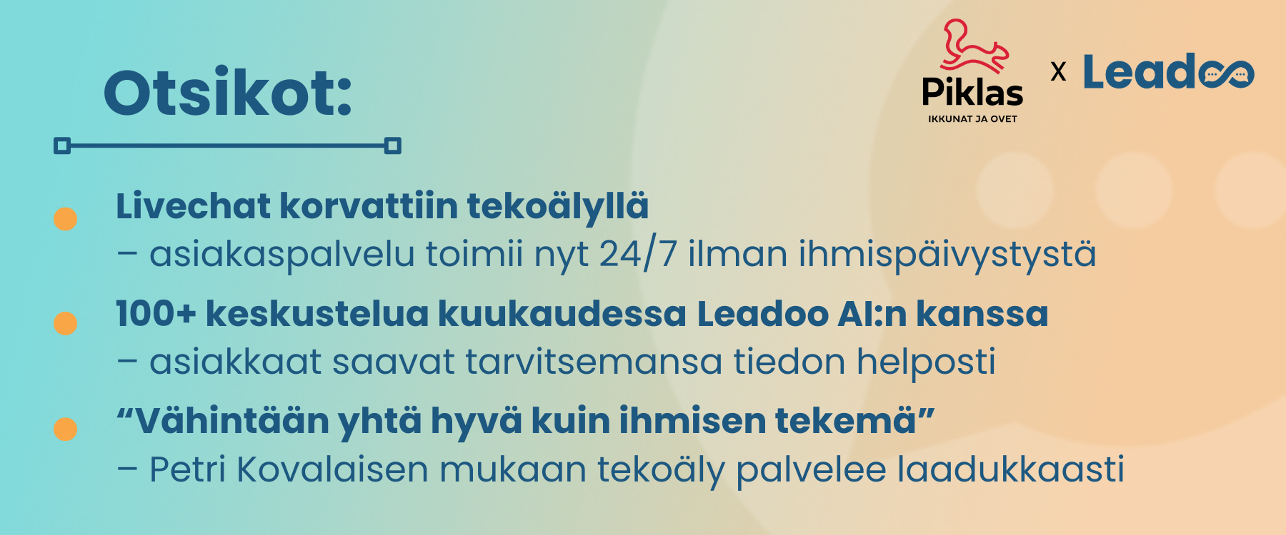FIN Piklas Case Study Header Piklas x Leadoo: Leadoo AI apuna asiakaspalvelussa