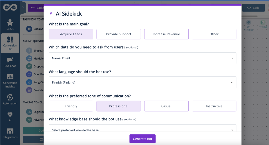 AI Bot Builder Options 